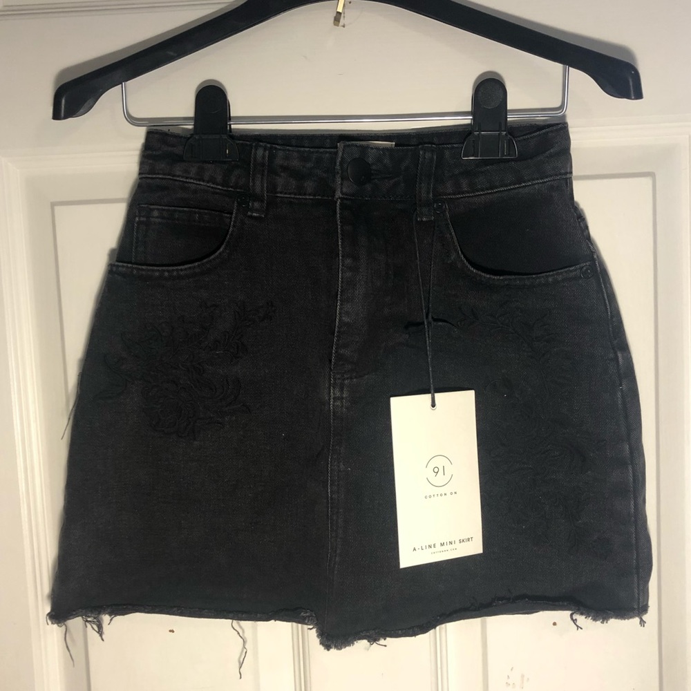 black jean skirt